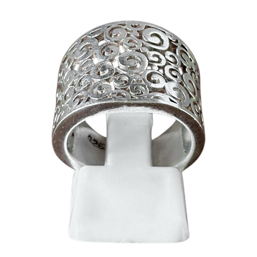 Chunky Filigree Sterling Silver Ring Band Size 5.5 Vintage Victorian .925